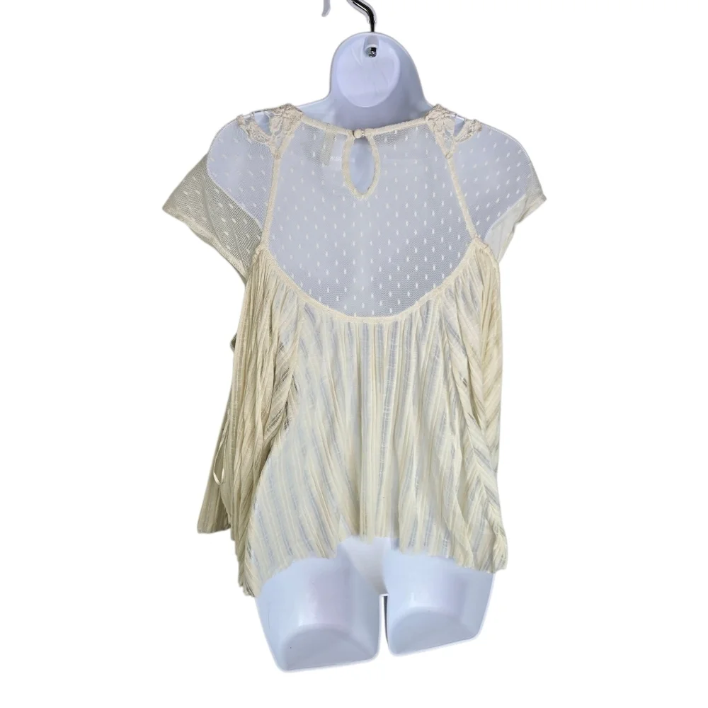 Free People Stars Align Eggshell Ivory Lace Flowy Romantic Shirt